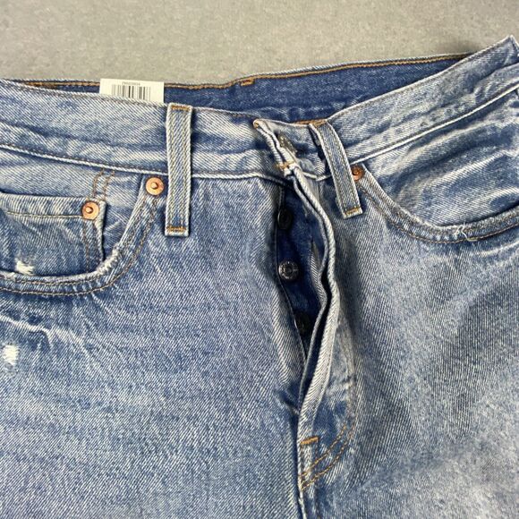 NWT Levis 501 Jeans Womens 28x28 Skinny Light Wash Slimming Button Fly High Rise - Picture 6 of 8